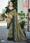 Black Vichitra By Kashvi Black Vichitra Printed Uniform Saree
